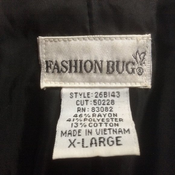 Vintage Black/Gold Colorful Leaves Tapestry Fashion Bug Notched Collar Blazer XL - Picture 3 of 4